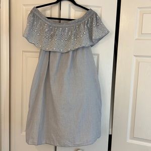 Loft Pin Stripe off the shoulder Dress